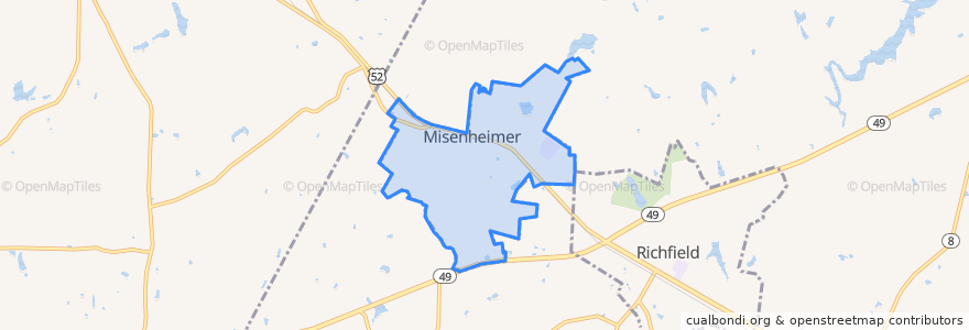 Mapa de ubicacion de Misenheimer.