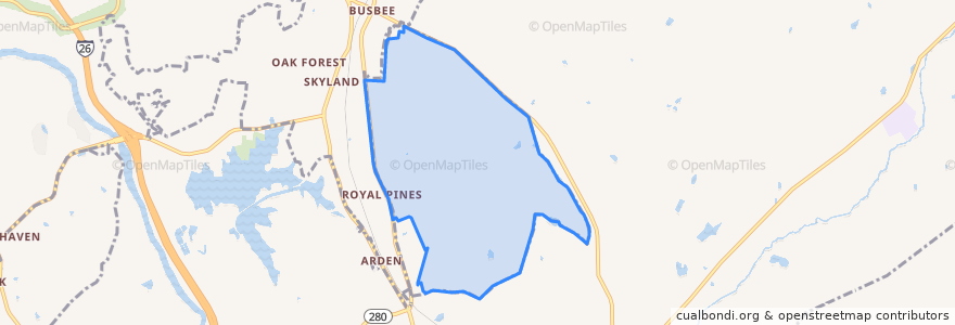 Mapa de ubicacion de Royal Pines.