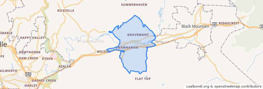Mapa de ubicacion de Swannanoa.