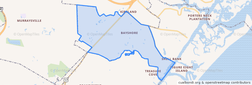 Mapa de ubicacion de Bayshore.
