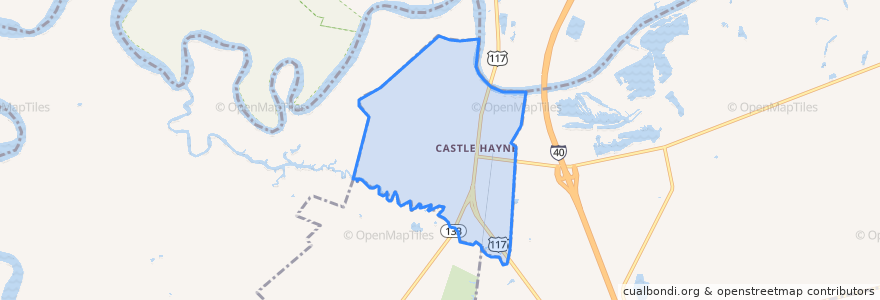 Mapa de ubicacion de Castle Hayne.