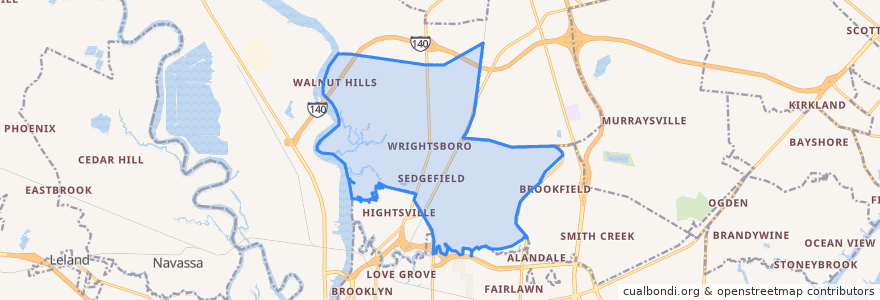 Mapa de ubicacion de Wrightsboro.
