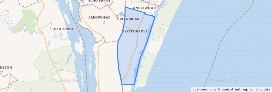 Mapa de ubicacion de Myrtle Grove.