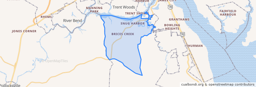 Mapa de ubicacion de Brices Creek.