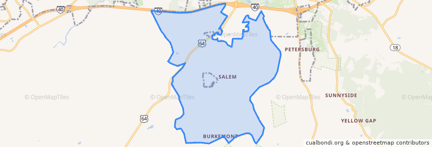 Mapa de ubicacion de Salem.