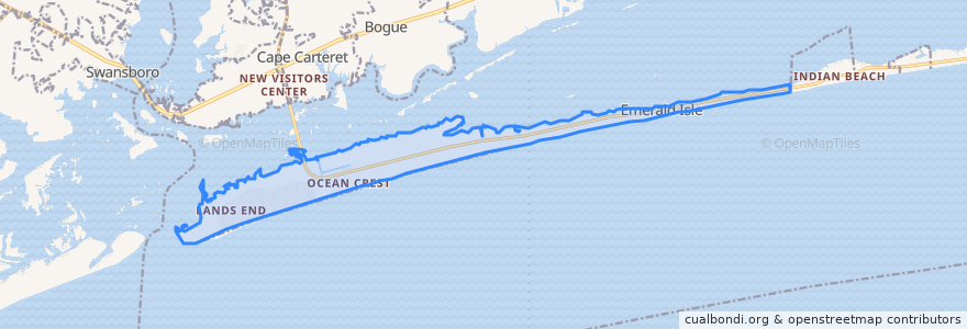 Mapa de ubicacion de Emerald Isle.