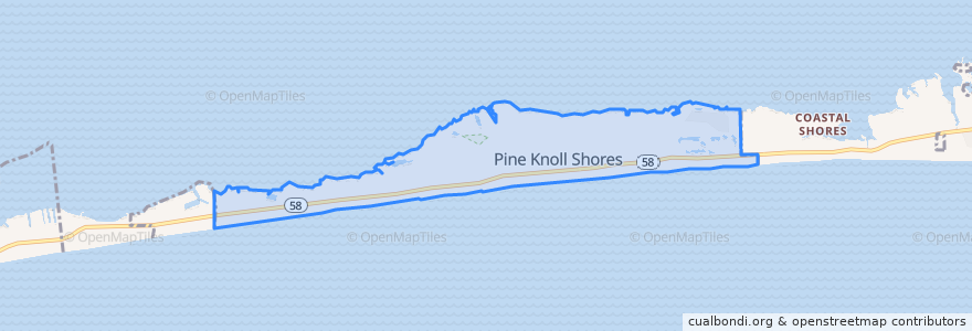 Mapa de ubicacion de Pine Knoll Shores.