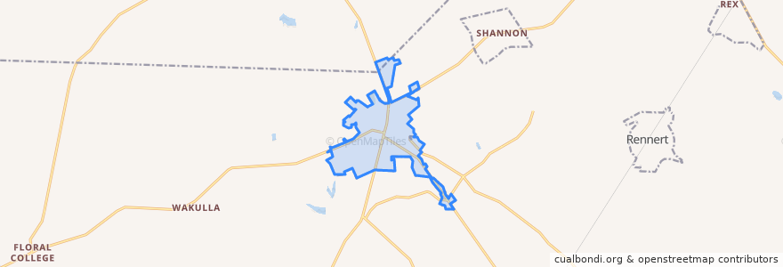 Mapa de ubicacion de Red Springs.