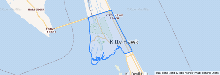 Mapa de ubicacion de Kitty Hawk.