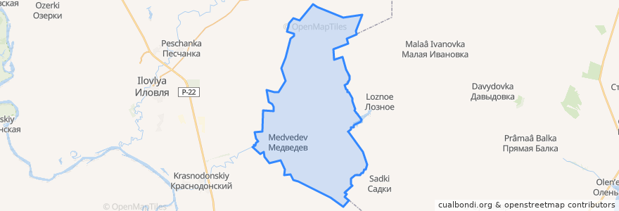 Mapa de ubicacion de Медведевское сельское поселение.