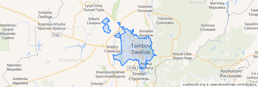 Mapa de ubicacion de городской округ Тамбов.