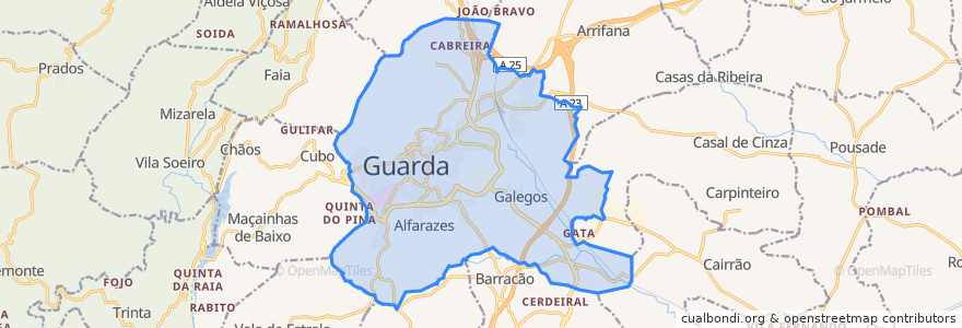 Mapa de ubicacion de Guarda.