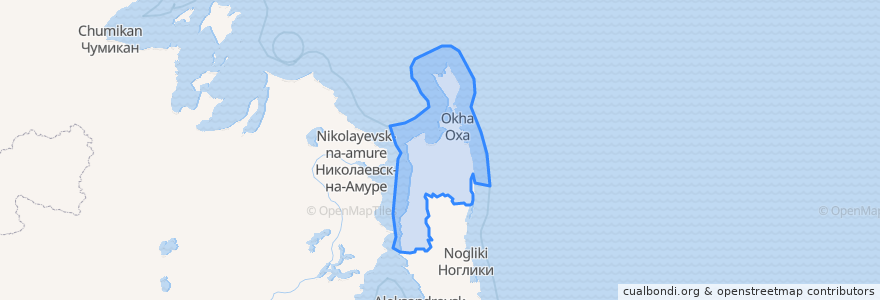 Mapa de ubicacion de Охинский городской округ.