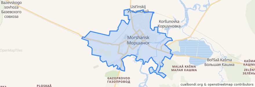 Mapa de ubicacion de городской округ Моршанск.