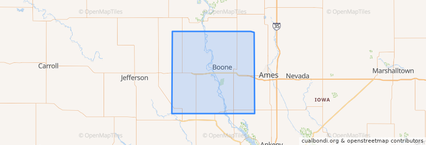 Mapa de ubicacion de Boone County.