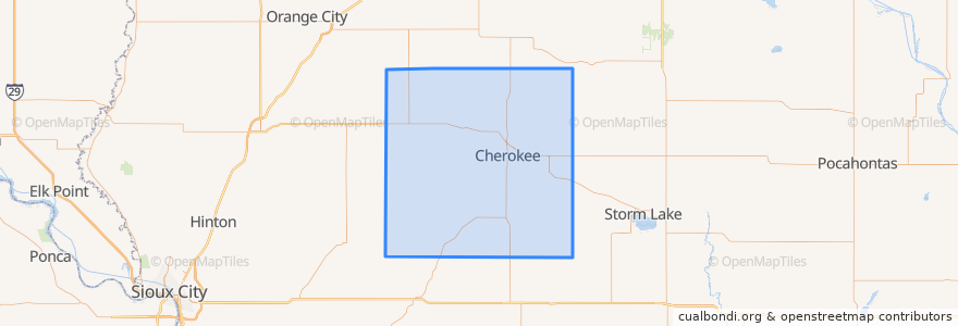 Mapa de ubicacion de Cherokee County.