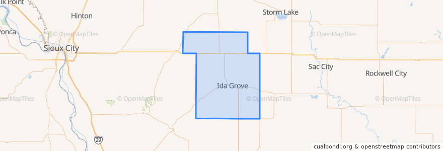 Mapa de ubicacion de Ida County.