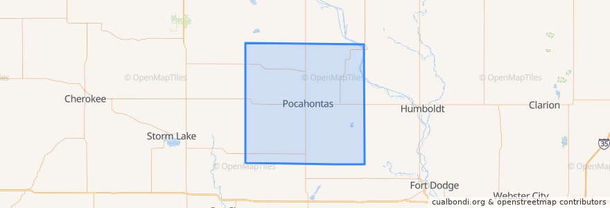 Mapa de ubicacion de Pocahontas County.