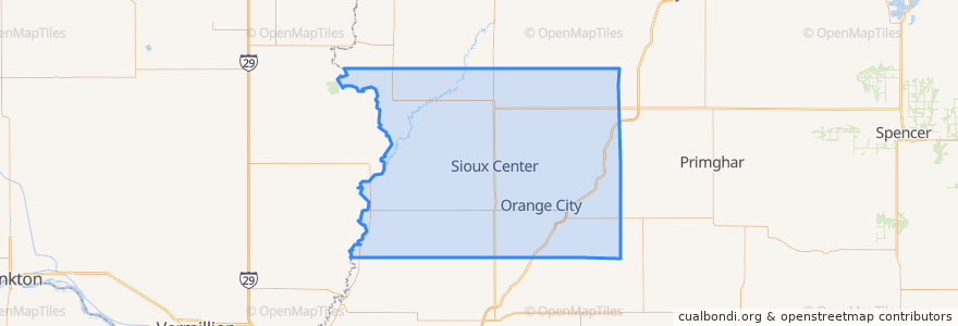 Mapa de ubicacion de Sioux County.