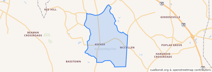 Mapa de ubicacion de Keener.