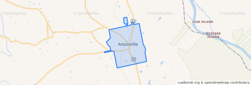 Mapa de ubicacion de Ansonville.