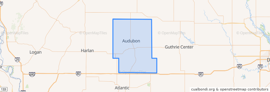 Mapa de ubicacion de Audubon County.