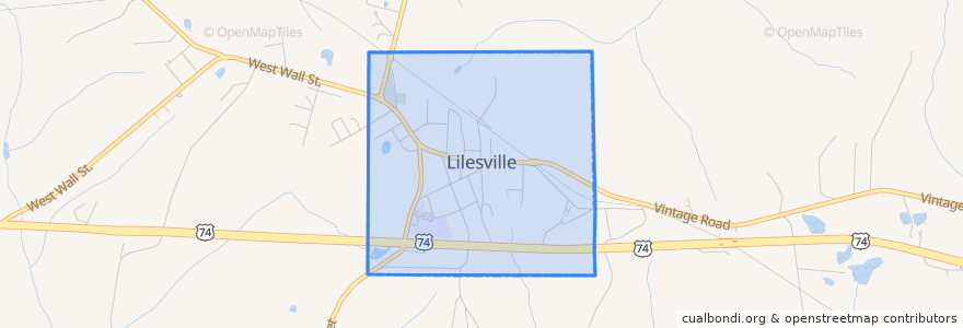Mapa de ubicacion de Lilesville.