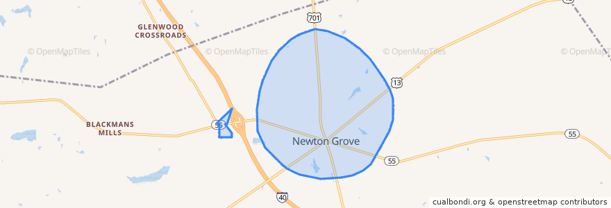 Mapa de ubicacion de Newton Grove.