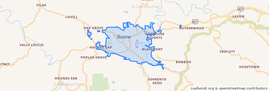 Mapa de ubicacion de Boone.