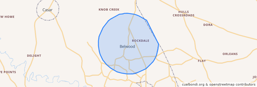 Mapa de ubicacion de Belwood.
