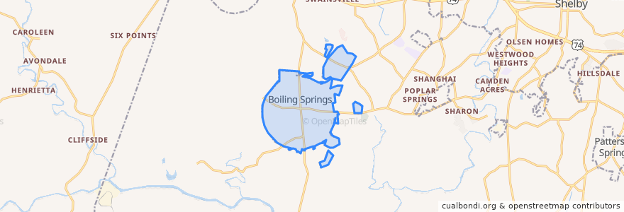 Mapa de ubicacion de Boiling Springs.