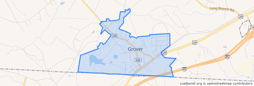 Mapa de ubicacion de Grover.