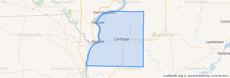 Mapa de ubicacion de Hancock County.