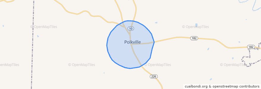 Mapa de ubicacion de Polkville.