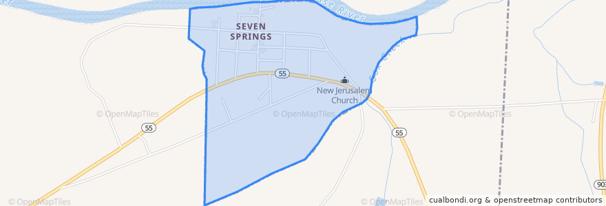 Mapa de ubicacion de Seven Springs.