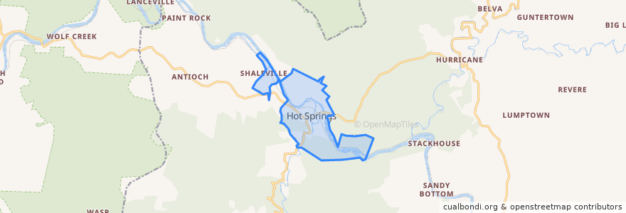 Mapa de ubicacion de Hot Springs.