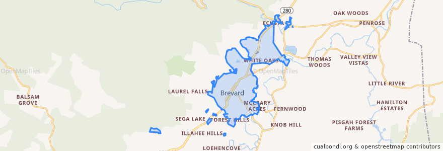 Mapa de ubicacion de Brevard.
