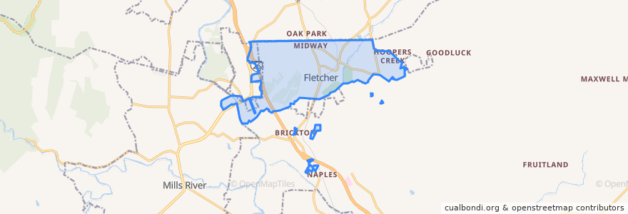 Mapa de ubicacion de Fletcher.