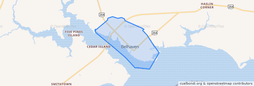 Mapa de ubicacion de Belhaven.