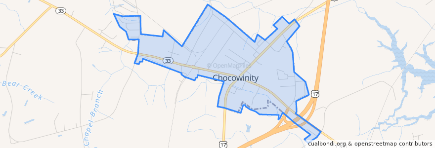 Mapa de ubicacion de Chocowinity.