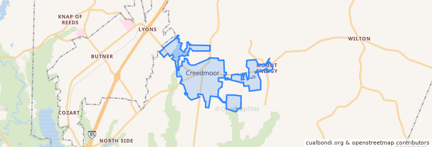 Mapa de ubicacion de Creedmoor.
