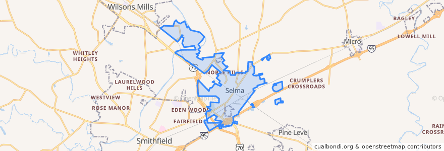 Mapa de ubicacion de Selma.