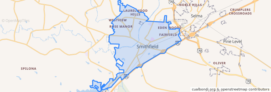 Mapa de ubicacion de Smithfield.