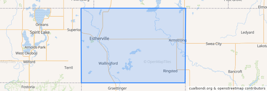 Mapa de ubicacion de Emmet County.