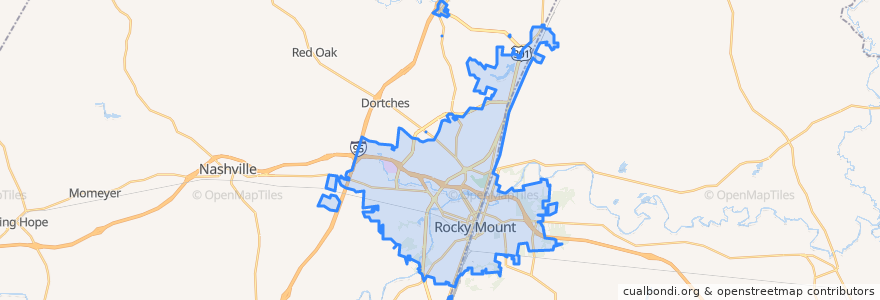 Mapa de ubicacion de Rocky Mount.