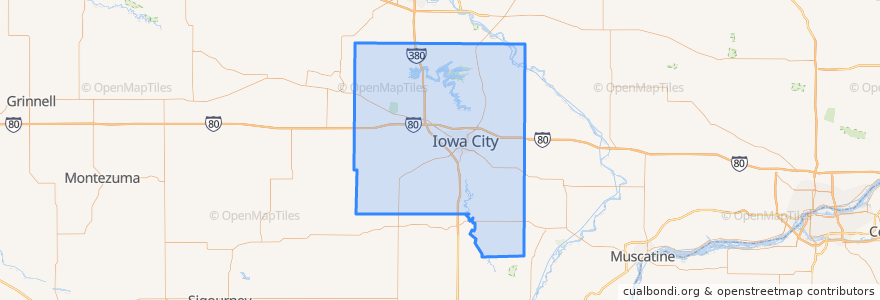 Mapa de ubicacion de Johnson County.