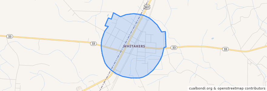 Mapa de ubicacion de Whitakers.