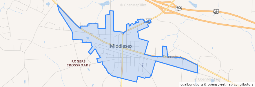 Mapa de ubicacion de Middlesex.