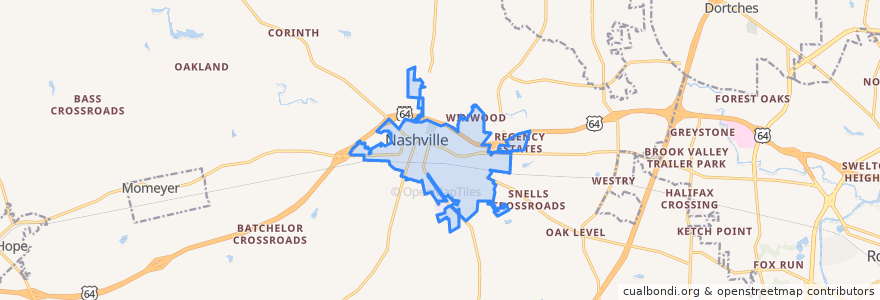 Mapa de ubicacion de Nashville.