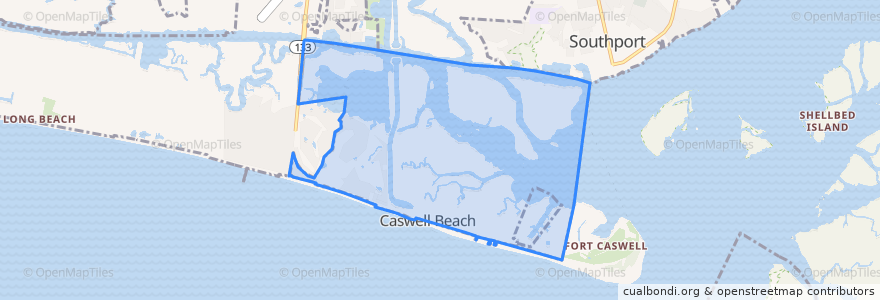 Mapa de ubicacion de Caswell Beach.